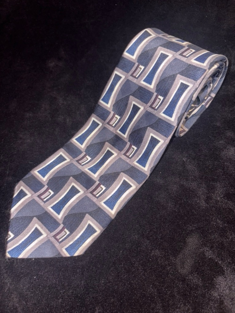 Puritan Men's Geometric Necktie One Size Blue/Gray Vintage Abstract EUC